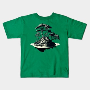 Green Tones Bonsai Island Home Kids T-Shirt